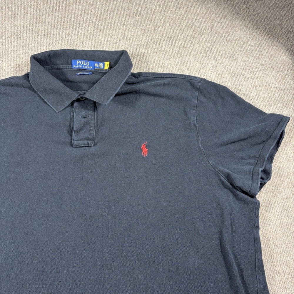 Polo Ralph Lauren men Short Sleeve Classic Fit Polo Collar XXL Black Cotton Pony - Picture 4 of 8